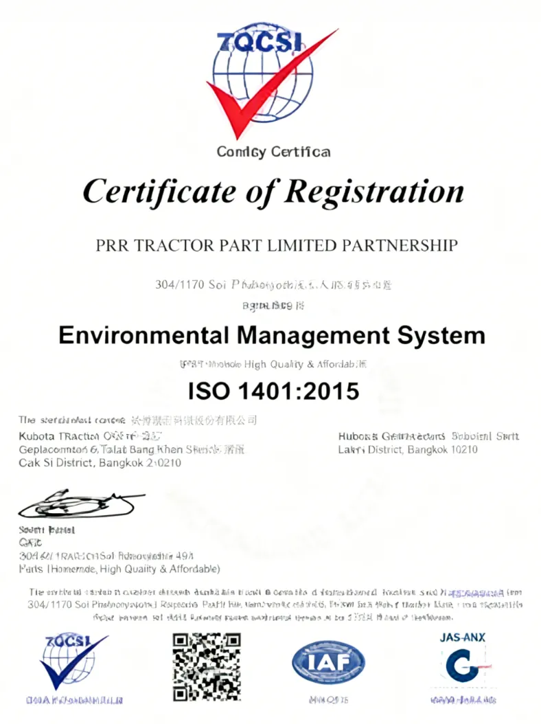 PRR Tractor Part Thailand DBD Business Registration Certificate