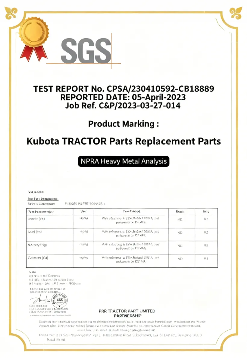 PRR Technical Material Analysis Report for Tractor Gears